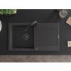 MEXEN/S - Leo granitový dřez 1-miska s odkapávačem včetně baterie Elia, černá kropenatá 6501-76-670101-70-B