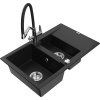 MEXEN/S - Gaspar granitový dřez 1.5 s odkapávačem včetně baterie Duo, černá 6507-77-671701-07