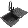 MEXEN/S - Pablo granitový dřez s odkapávačem včetně baterie Duo, černá kropenatá 6510-76-671701-70-B