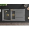 MEXEN/S - Andres granitový dřez s odkapávačem včetně baterie Flora, šedá 6515-71-670401-57-G