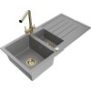 MEXEN/S - Andres granitový dřez s odkapávačem včetně baterie Duero, šedá 6515-71-671600-50