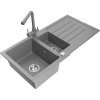 MEXEN/S - Andres granitový dřez s odkapávačem včetně baterie Duero, šedá 6515-71-671600-71