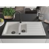 MEXEN/S - Andres granitový dřez s odkapávačem včetně baterie Elia, bílá 6515-20-670101-70