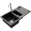 MEXEN/S - Matias granitový dřez 1.5 s odkapávačem včetně baterie Telma, černá 6502-77-670200-00