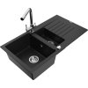 MEXEN/S - Matias granitový dřez 1.5 s odkapávačem včetně baterie Duero, černá 6502-77-671600-00