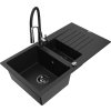 MEXEN/S - Matias granitový dřez 1.5 s odkapávačem včetně baterie Aster, černá 6502-77-73450-07-B