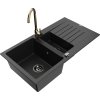 MEXEN/S - Matias granitový dřez 1.5 s odkapávačem včetně baterie Telma, černá 6502-77-670200-50-B