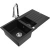MEXEN/S - Matias granitový dřez 1.5 s odkapávačem včetně baterie Elia, černá 6502-77-670101-00