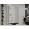 MEXEN/S - Roma sprchový kout 90x90, transparent, zlatá + černá vanička se sifonem 854-090-090-50-00-4070G
