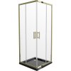 MEXEN/S - Rio sprchový kout čtverec 90x90, transparent, zlatá + černá vanička se sifonem 860-090-090-50-00-4070G