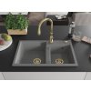 MEXEN/S - Tomas granitový dřez 2-bowl včetně baterie Savita, šedá 6516-71-672601-50
