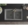 MEXEN/S - Tomas granitový dřez 2-bowl včetně baterie Aster, šedá 6516-71-73450-57-B