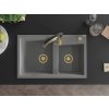 MEXEN/S - Tomas granitový dřez 2-bowl včetně baterie Aster, šedá 6516-71-73450-57-G