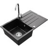 MEXEN/S - Bruno granitový dřez 1 s odkapávačem včetně baterie Telma, černá/stříbrný 6513-73-670200-00