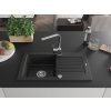 MEXEN/S - Pablo granitový dřez 1-miska s odkapávačem včetně baterie Rita, černý/stříbrný metali 6510-73-670300-00