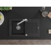 MEXEN/S - Pablo granitový dřez 1-miska s odkapávačem včetně baterie Rita, černý/stříbrný metali 6510-73-670300-00