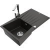 MEXEN/S - Cesar granitový dřez 1-miska s odkapávačem včetně baterie Rita, černý/zlatý metalik - 6514-73-670300-70 6514-75-670300-00