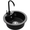 MEXEN/S - Diego granitový dřez 1-miska včetně baterie Telma, černá/stříbrný 6512-73-670200-70