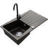 MEXEN/S - Cesar granitový dřez 1 s odkapávačem včetně baterie Telma, černá/zlatý 6514-75-670200-70