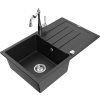MEXEN/S - Bruno granitový dřez 1-miska s odkapávačem včetně baterie Carla, černá/stříbrná metalik 6513-73-670700-00