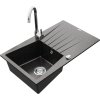 MEXEN/S - Cesar granitový dřez 1 s odkapávačem včetně baterie Telma, černá kropenatý 6514-76-670200-00