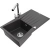 MEXEN/S - Cesar granitový dřez s odkapávačem včetně baterie Duero, černá kropenatá 6514-76-671600-00
