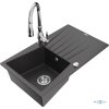 MEXEN/S - Cesar granitový dřez 1 s odkapávačem včetně baterie Savita, černá kropenatá 6514-76-672601-00