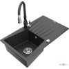 MEXEN/S - Cesar granitový dřez 1 s odkapávačem včetně baterie Savita, černá kropenatá 6514-76-672601-76