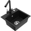 MEXEN/S - Milo granitový dřez včetně baterie Duero, černá 6505-77-671600-70