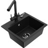 MEXEN/S - Milo granitový dřez včetně baterie Duero, černá 6505-77-671600-70-B
