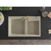 MEXEN/S - Tomas granitový dřez 2-bowl včetně baterie Telma, béžová 6516-69-670200-50