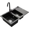 MEXEN/S - Gaspar granitový dřez 1.5 s odkapávačem včetně baterie Telma, černá 6507-77-670200-70