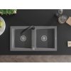 MEXEN/S - Mario granitový dřez 2-bowl včetně baterie Elia, šedá 6504-71-670101-70