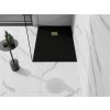 MEXEN/S - Stone+ obdélníková sprchová vanička 90 x 70, černá, mřížka zlatá 44707090-G