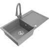 MEXEN/S - Leo granitový dřez 1-miska s odkapávačem včetně baterie Elia, šedá 6501-71-670101-71