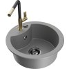 MEXEN/S - Diego granitový dřez 1-miska včetně baterie Flora, šedá 6512-71-670401-57-B