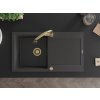 MEXEN/S - Leo granitový dřez 1-miska s odkapávačem včetně baterie Elia, černá kropenatá 6501-76-670101-50