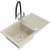 MEXEN/S - Pablo granitový dřez s odkapávačem včetně baterie Duo, béžová 6510-69-671701-07