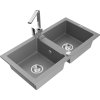 MEXEN/S - Mario granitový dřez 2-bowly včetně baterie Rita, šedý 6504-71-670300-00