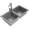 MEXEN/S - Mario granitový dřez 2-bowly včetně baterie Rita, šedý 6504-71-670300-71