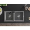 MEXEN/S - Mario granitový dřez 2-bowly včetně baterie Savita, šedá 6504-71-672601-70