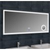LED zrcadlo LUMI 160x60 cm s hodinami a kosmetickým zrcátkem