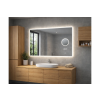 LED zrcadlo TIME 100x65 cm, hodiny, kosmetické zrcátko, nastavitelné osvětlení