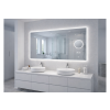 LED zrcadlo TIME 120x65 cm, hodiny, kosmetické zrcátko, nastavitelné osvětlení