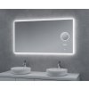 Zrcadlo s LED osvětlením kosmetickým zrcátkem a hodinami, 1400 x 650 mm