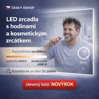 ✨ LED zrcadla s hodinami a kosmetickým zrcátkem Dopřejte si komfort každé ráno – styl, funkčnost a moderní design v...