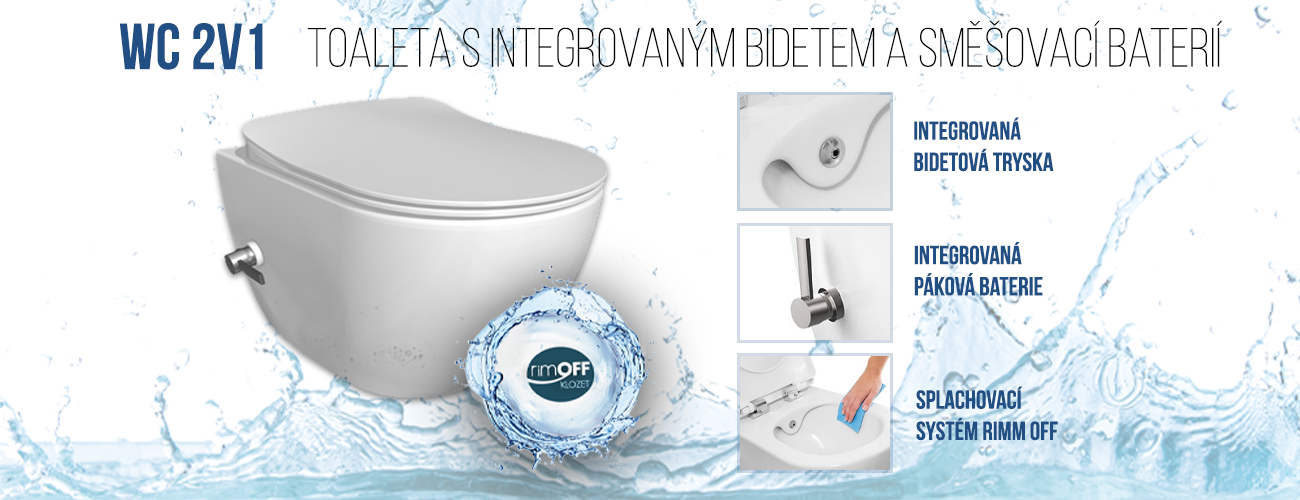 WC 2v1 - Toaleta s integrovaným bidetem a směšovací baterií