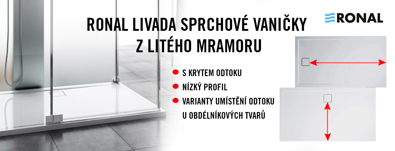 Ronal livada sprchové vaničky z litého mramoru