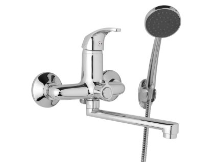 JB Sanitary SLIM A10 39 01 - Nástěnná umyvadlová a sprchová baterie 150 mm, otočný přepínač v těle, s příslušenstvím, ramínko 200 mm obrázek č.: 1