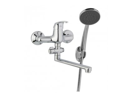 JB Sanitary Slim A10 37 01 - Nástěnná umyvadlová a sprchová baterie 150 mm, otočný přepínač, s příslušenstvím, ramínko 200 mm obrázek č.: 1